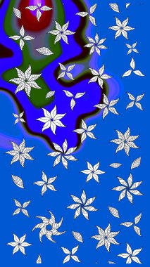 Mavi renkli çiçekler. Raster düz çiçek çizim deseni. Tasarım hediye paketi, tebrik kartları, posterler ve afiş tasarımı.