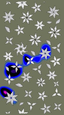 Raster Hip kumaş deseni. Eskiz Vintage Çiçek Deseni.