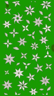 Yumuşak, yeşil renkli bahar çiçekleri. Raster deseni. Raster illüstrasyonu. Patlayan çiçekler soyut yerleştirilmiş.