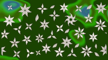 El çizimi çiçekli soyut çizim kalıbı. Yeşil renkli çiçekler. Raster illüstrasyonu.