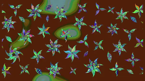 Sevimli çiçek raster deseni. Sketch Colour Spring Theme eskiz kalıbı. Kahverengi renkli çiçekler. Düz Çiçek Elementleri Tasarımı.