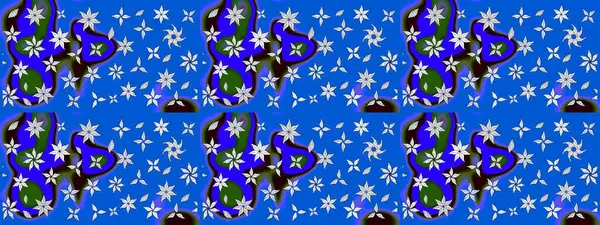 Raster - stok. Mavi çiçekli eskiz deseni, suluboya çiçek deseni, sevimli çiçek, duvar kağıdı, kart veya kumaş için fayanslı.