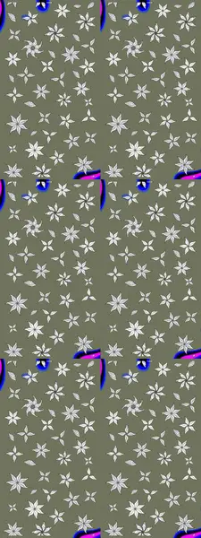 Küçük çiçekteki sevimli çiçek deseni. Raster illüstrasyonu. Yeşil renkte çiçekler.