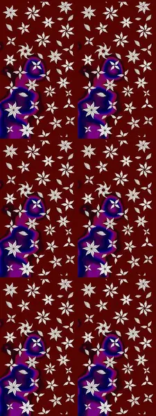 Raster illüstrasyonundaki çiçek desenli çizim. Güzel kumaş deseni. Raster illüstrasyonu. Kırmızı renklerde.