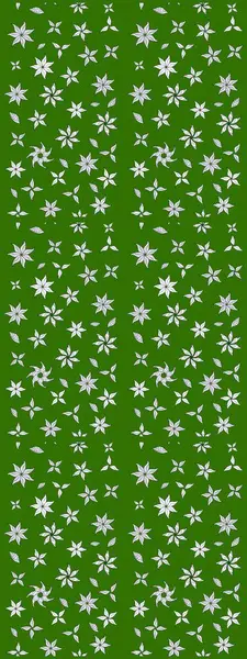 Yeşil renkli etnik çiçeklerle süslenmiş zarif bir eskiz şekli. Asya Tekstil 'inde Raster Çiçek İllüstrasyonu.