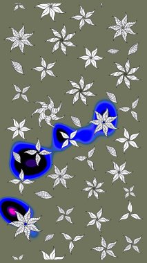 Raster Hip kumaş deseni. Eskiz Vintage Çiçek Deseni.