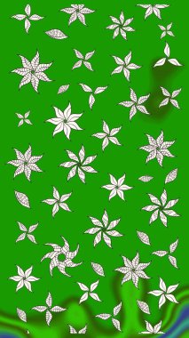 Raster suluboya çiçek deseni, narin çiçekler, yeşil çiçekler, tebrik kartı şablonu. Güzel kumaş deseni.