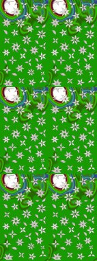 Çok yeşil zarif küçük çiçekler ve yeşil renkli komik böcekler, raster desen, illüstrasyon.