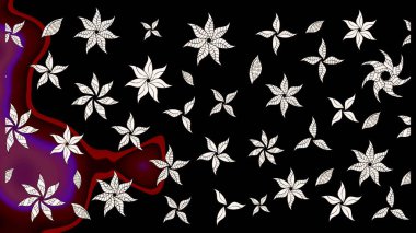 Robot resim. Şirin çiçek elementleri. Siyah renkli çiçekler. Raster illüstrasyonu.