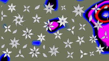 Yeşil renkli çiçekler. Renkli Bahar Teması eskiz kalıbı. Çiçek desenli eskiz, yaz çiçekleri. Düz Çiçek Elementleri Tasarımı.