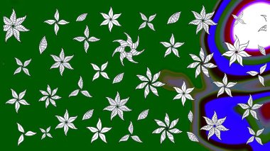 Modern çiçek arkaplanı. Parlak renkli çiçekli ve yeşil yapraklı harika bir çiçek deseni. Halk tarzı. Moda baskıları için zarif bir şablon.