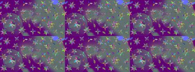 Düz Çiçek Elementleri Tasarımı. Süslü kumaş deseni. Renkli Bahar Teması eskiz kalıbı. Raster illüstrasyonunda çiçek deseni çizimi.