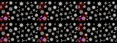 Raster illüstrasyonundaki çiçek desenli çizim. Siyah renkte çiçekler.