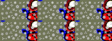 Düz Çiçek Elementleri Tasarımı. Raster illüstrasyonundaki çiçek desenli çizim. Yeşil renkli çiçekler. Renkli Bahar Teması çizim şablonu.