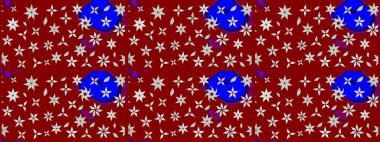 Raster illüstrasyonundaki çiçek desenli çizim. Kırmızı renkte çiçekler.