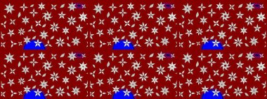 Klasik çiçek tasarımı elementleri. Kırmızı kıvırcık çiçekler kırmızı renklerde şekillenir. Raster illüstrasyonu.