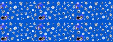 Elle boyanmış suluboya resim çizimleri, çiçekler ve bitkiler. Mavi renkte çiçekler.