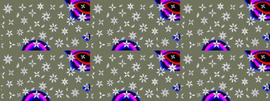 Tomurcukları papatya çiçekleri olan sevimli bir çiçek deseni. Eskiz geçmişi. Raster illüstrasyonu. Kumaş, tekstil, duvar kağıdı baskısı için. Eski usul. Miles Fleur, dandik süs.