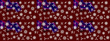 Kırmızı renkte etnik çiçeklerle süslenmiş zarif bir eskiz şekli. Raster Çiçek İllüstrasyonu güzel tekstil..