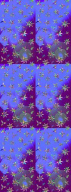 Menekşe çiçekli bahar çiçekleri. Küçük renkli çiçekler. Motley illüstrasyonu. Moda baskıları için zarif bir şablon. Küçük çiçekte şirin desenler.