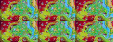 Zarif, parlak ve yeşil çiçek desenli bir taslak. Sabıka baskıları, bebek kıyafetleri, duvar kâğıtları, paket kutuları vb..