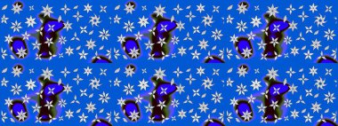 Çiçekli karalama şeklinde Raster çiçek deseni. Yumuşak, mavi renkte bahar çiçekleri. Raster illüstrasyonu.