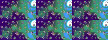 Renkli Bahar Teması eskiz kalıbı. Düz Çiçek Elementleri Tasarımı. Raster..