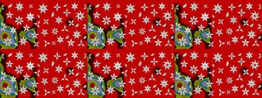 Gömlek, arka plan modelini çiz. Tropik çiçekler. Kırmızı renkte çiçekler.