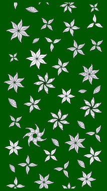 Raster Illustrasyon 'daki Çiçek Deseni' nin son moda çizimi. Yeşil renkli çiçekler. Düz Çiçek Elementleri Tasarımı. Renkli Yaz Teması çizim şablonu.