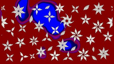 Suluboya elle çizilmiş çiçek desenli eskiz deseni. Parlak renkli fantezi çiçekleri, yapraklar, kırmızı renkli tomurcuklar..