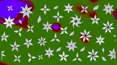 Arkaplan dokusu, duvar kağıdı, yeşil renkli çiçek teması. Soyut etnik raster çizim kalıbı. Kabile sanatı boho baskısı, klasik çiçek arkaplanı.