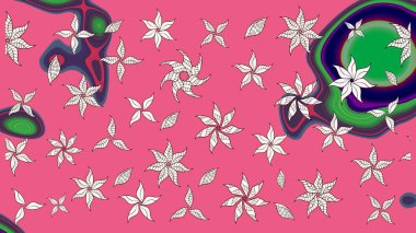 Raster illüstrasyonundaki çiçek desenli çizim. Pembe renkte çiçekler.