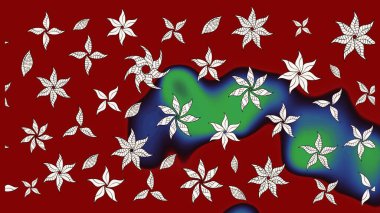 Raster illüstrasyonu. Çiçekli güzel suluboya desen. Kırmızı renklerde.