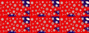 Kırmızı kıvırcık çiçekler kırmızı renklerde şekillenir. Klasik çiçek tasarımı elementleri. Raster illüstrasyonu.