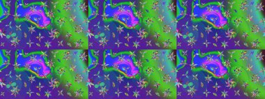 Tropik çiçek desenleri. Yeşil renkli çiçekler. Raster illüstrasyonu.