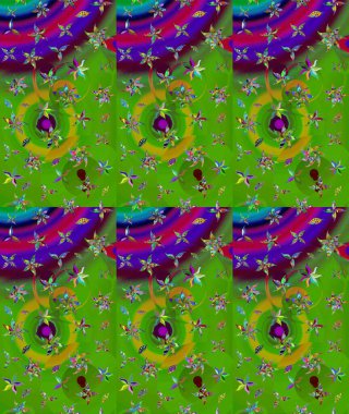 Yeşil renkli çiçekler. Hediye ambalaj kağıdı, tebrik kartları, posterler ve pankart tasarımı. Raster düz çiçek çizim deseni.