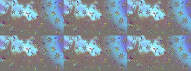 Hint süsü. Çizim kalıbı. Çiçek duvar kağıdı. Raster illüstrasyonu. Renkli süs kenarı. Gri renklerde.