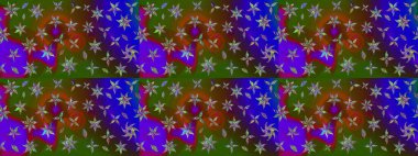 Modern çiçek arkaplanı. Parlak renkli çiçekli ve yeşil yapraklı harika bir çiçek deseni. Moda baskıları için zarif bir şablon. Halk stili.