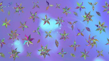 Çiçek desenli çizim. Raster illüstrasyonu. Mor renklerde Asya tekstili.