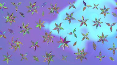 Suluboya çiçekli çiçek deseni. Mor renkli Asya tekstili. Raster illüstrasyonu.