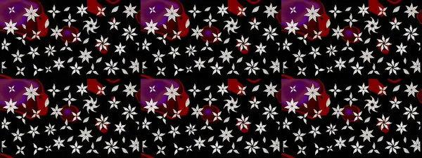 Çizim çiçek deseni duvar kâğıdı olarak kullanılabilir. Siyah renkli çiçekler. Raster illüstrasyonu.