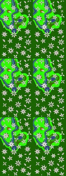 Güzel kumaş deseni. Yeşil renklerde. Raster illüstrasyonundaki çiçek desenli çizim. Raster illüstrasyonu.