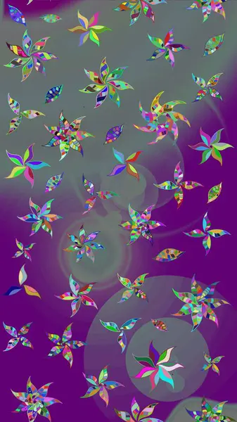 Raster illüstrasyonu. Suluboya tarzında mor renklerde. Küçük çiçekli bahar deseni çiz.