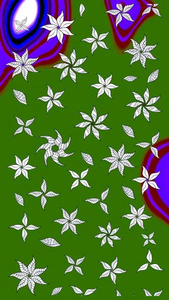 Hediye ambalaj kağıdı, tebrik kartları, posterler ve pankart tasarımı. Raster düz çiçek çizim deseni. Yeşil renkte çiçekler.