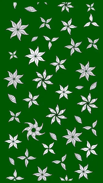 Raster Illustrasyon 'daki Çiçek Deseni' nin son moda çizimi. Yeşil renkli çiçekler. Düz Çiçek Elementleri Tasarımı. Renkli Yaz Teması çizim şablonu.