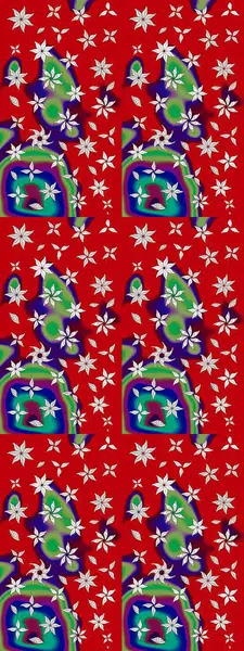 Kırmızı çiçekli eskiz deseni, suluboya çiçek deseni, sevimli çiçek, duvar kağıdı, kart ya da kumaş için fayanslı. Raster - stok.