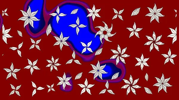 Suluboya elle çizilmiş çiçek desenli eskiz deseni. Parlak renkli fantezi çiçekleri, yapraklar, kırmızı renkli tomurcuklar..