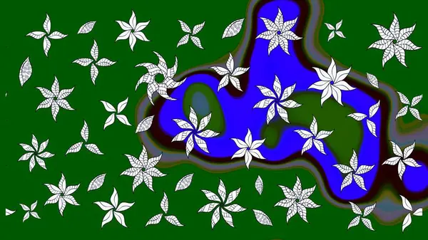 Hediye ambalaj kağıdı, tebrik kartları, posterler ve pankart tasarımı. Raster düz çiçek çizim deseni. Yeşil renkte çiçekler.