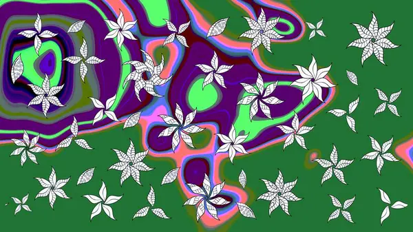 Yeşil renkli çiçekler. Çiçekli karalama şeklinde Raster çiçek deseni. Nazik, sevimli çiçek arkaplanı..