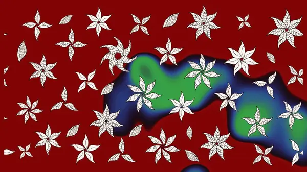 Raster illüstrasyonu. Çiçekli güzel suluboya desen. Kırmızı renklerde.